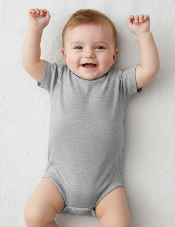 Grauer Baby Kurzarm Body