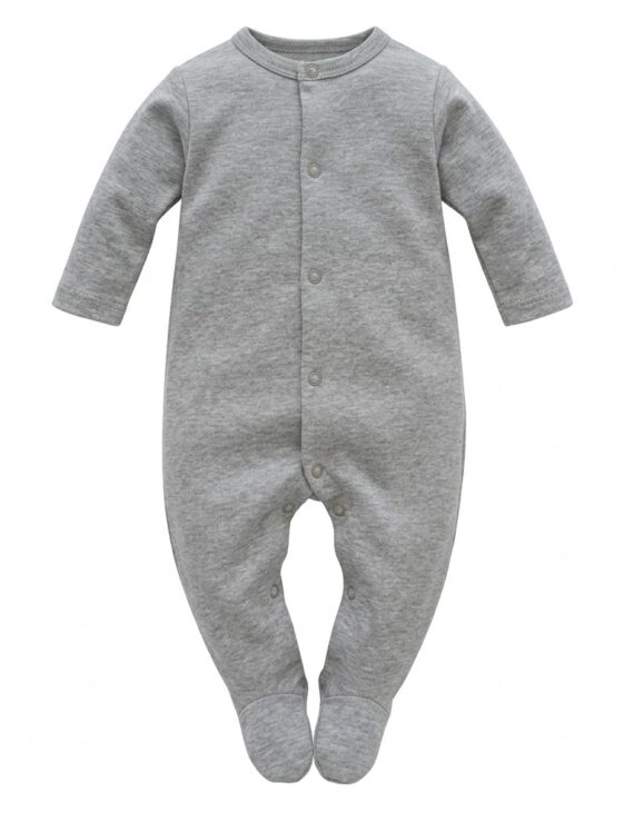 Grauer Baby Langarm Strampler aus Baumwolle für Jungen
