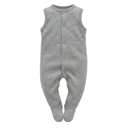 Grauer Baby Sommerstrampler aus Baumwolle für Jungen