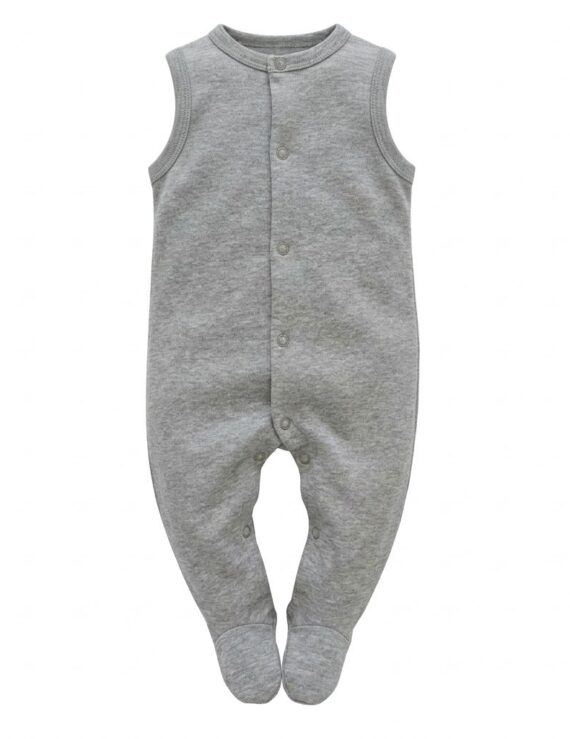 Grauer Baby Sommerstrampler aus Baumwolle für Jungen