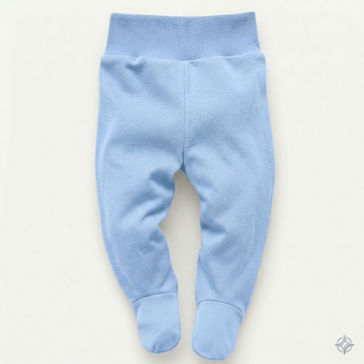Hellblaue Babyhose Fuß aus Baumwolle mit Fußteil und elastischem Bund für Jungen