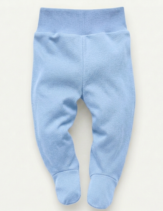 Hellblaue Babyhose Fuß aus Baumwolle mit Fußteil und elastischem Bund für Jungen