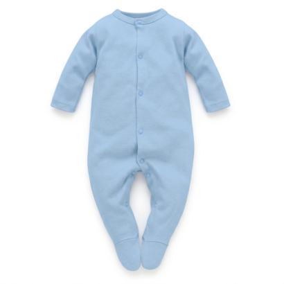 Hellblauer Baby Langarm Strampler aus Baumwolle für Jungen