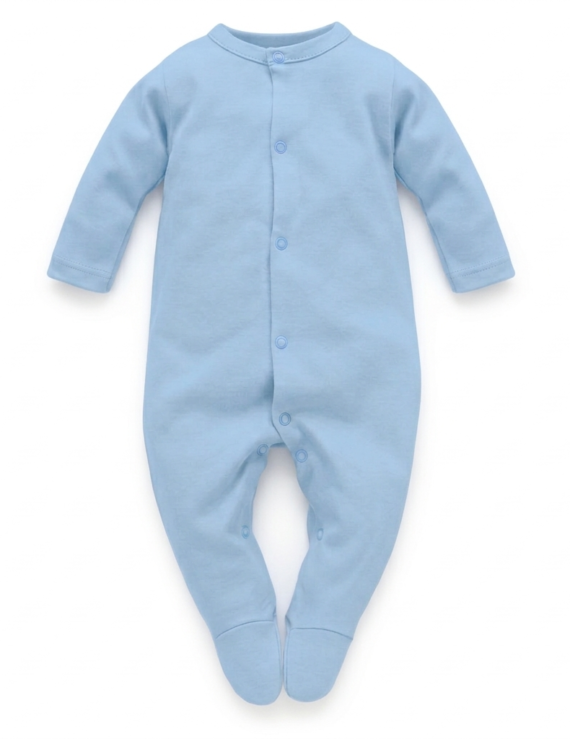 Hellblauer Baby Langarm Strampler aus Baumwolle für Jungen