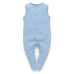 Hellblauer Baby Sommerstrampler aus Baumwolle für Jungen
