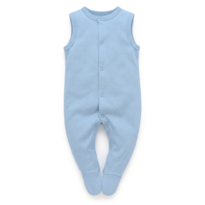 Hellblauer Baby Sommerstrampler aus Baumwolle für Jungen