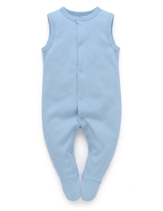 Hellblauer Baby Sommerstrampler aus Baumwolle für Jungen