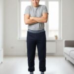 Mann in dunkelblauer Hose für spezielle Anforderungen