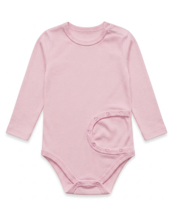 Langärmliger rosa PEG Body aus Baumwolle für Teenager-Mädchen mit Sonde.