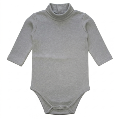 Kinder-Rollkragenbody Jungen grau langarm