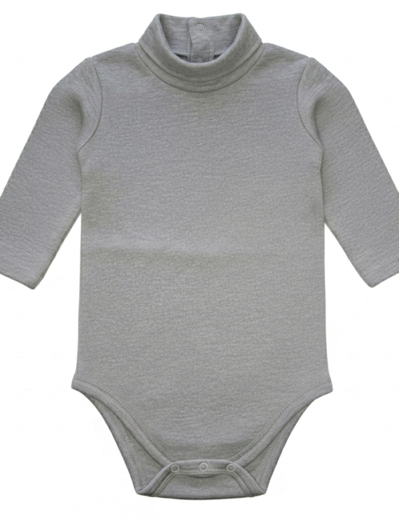 Kinder-Rollkragenbody Jungen grau langarm
