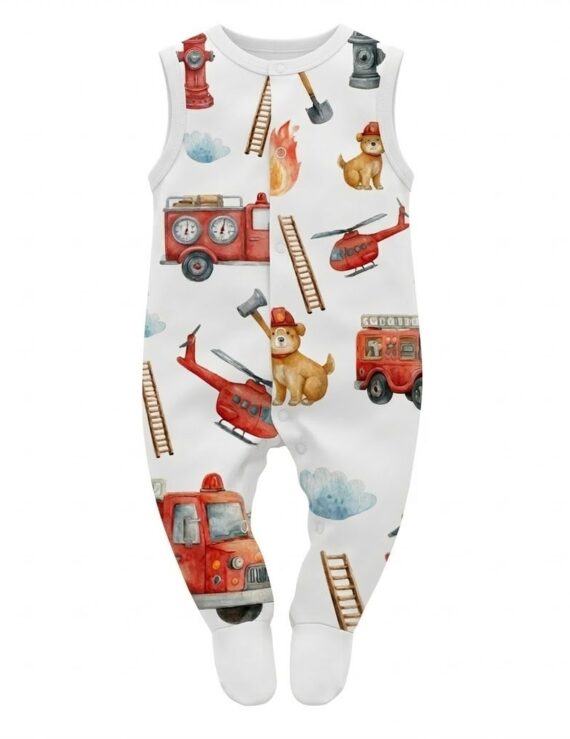 Kinder Feuerwehr Strampler Jungen Feuerwehrauto