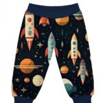 Kinder Jungen Hose dunkelblau mit Planeten Motiv und dunkelblauen Bündchen