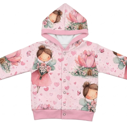 Kinder Mädchen Kapuzenjacke in Rosa mit Feen Muster