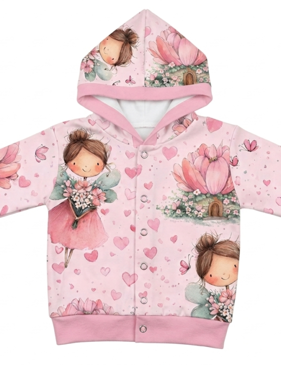 Kinder Mädchen Kapuzenjacke in Rosa mit Feen Muster
