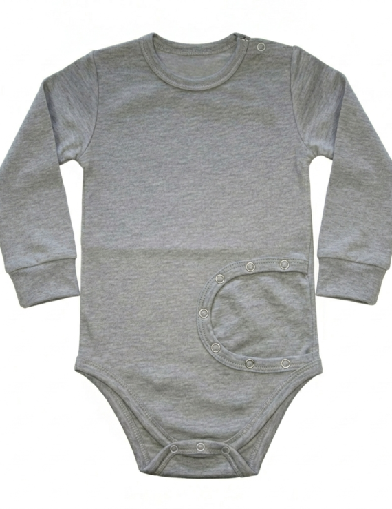 Grauer Kinder PEG-Body Jungen, langärmlig, praktische PEG-Öffnung