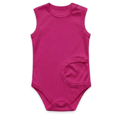 Ärmelloser rosa PEG Body aus Baumwolle für Mädchen mit Sonde.