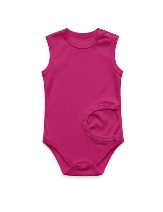 Ärmelloser rosa PEG Body aus Baumwolle für Mädchen mit Sonde.