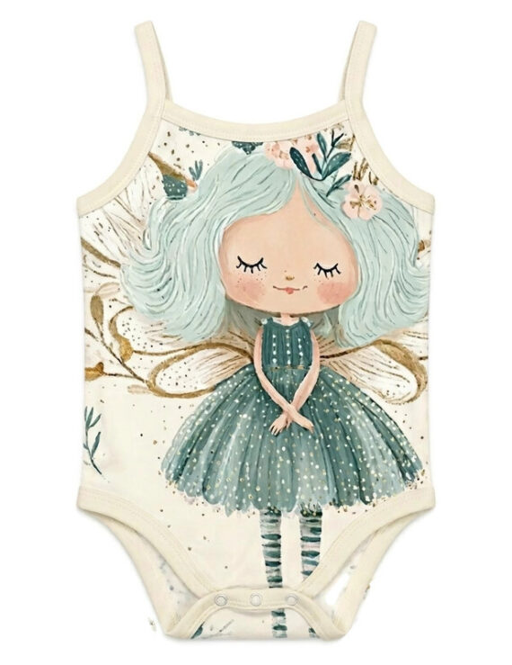 Kinderbody, Mädchen, Spaghettiträger, Feenmotiv