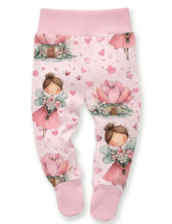 Mädchen Kinder Strampler in Rosa mit Feen Muster und Füßen