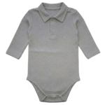 Kinderbody Jungen Kragen grau langarm