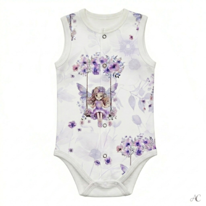 Lila Feen Baby Body aus Baumwolle mit Druckknöpfen vorne
