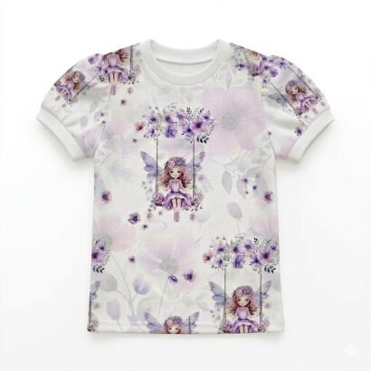 Lila Baby T-Shirt mit Feen-Muster aus Baumwolle