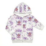 Lila Baby Kapuzenjacke mit Feen-Muster und Druckknöpfen aus Baumwolle
