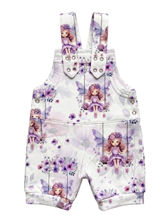 Leichte Baumwoll-Shorts-Latzhose für Baby Mädchen mit Feenmotiv – leichte Baumwoll-Shorts-Latzhose für Baby Mädchen mit Feenmotiv