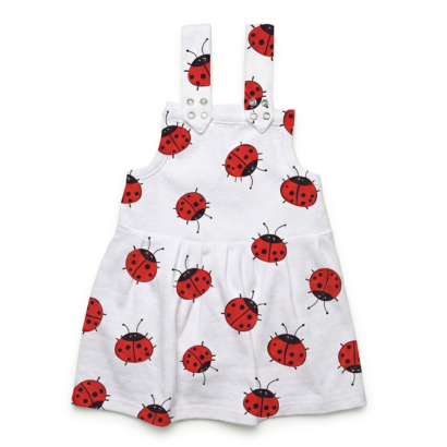 Mädchen Latzkleid kurz Marienkäfer weiß rot Kinder Sommer Kleid
