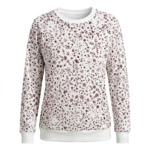 Mädchen Pullover mit kleinen bordeauxfarbenen Blumen und Rundhals