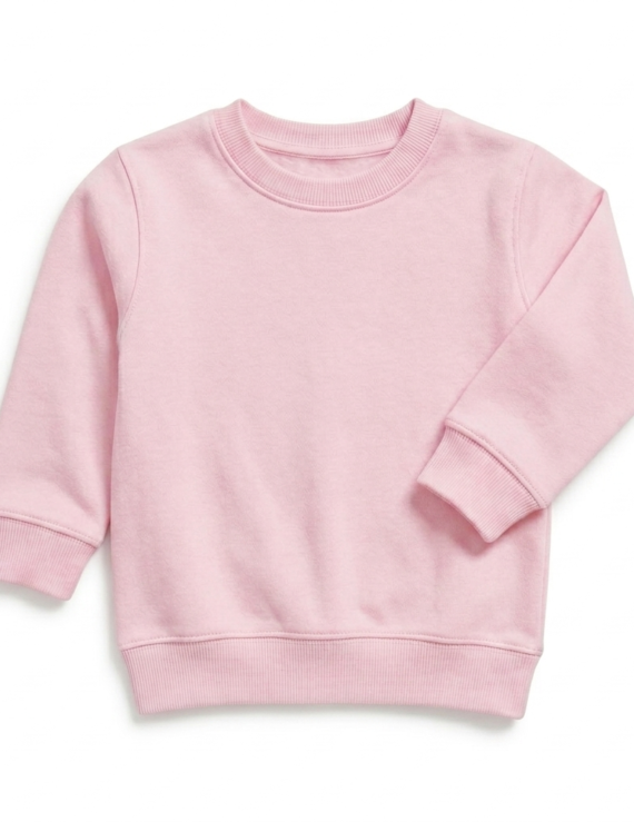 Mädchen in rosa Rundhals Pullover mit Bündchen