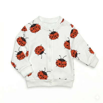 Baby Shirt mit Marienkäfer-Muster und Druckknöpfen aus Baumwolle