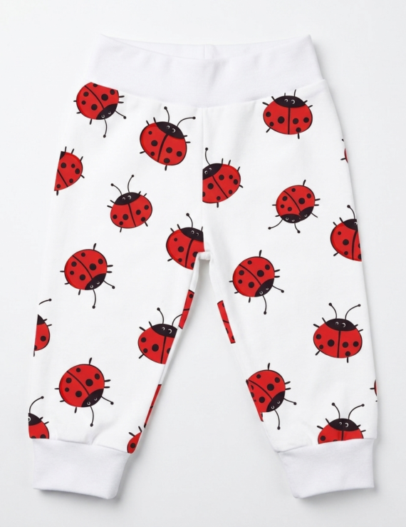 Marienkäfer Babyhose Rosa aus Baumwolle mit rosa Bündchen für Mädchen