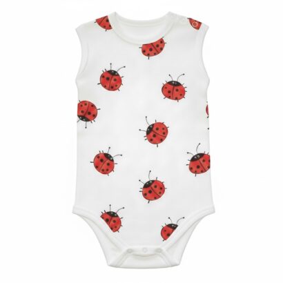 Ärmelloser Baby-Body für Mädchen mit Marienkäfermotiv, niedliches Babyoberteil