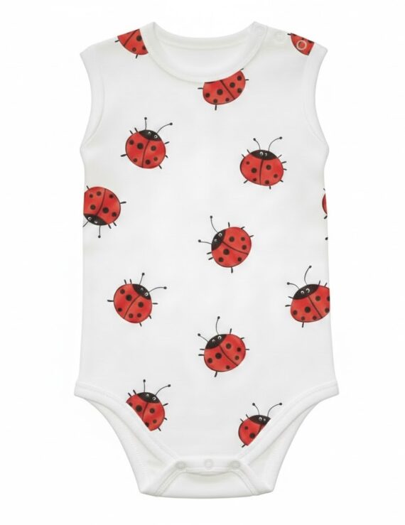 Ärmelloser Baby-Body für Mädchen mit Marienkäfermotiv, niedliches Babyoberteil