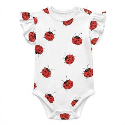 Ärmelloser Baby-Body mit Marienkäfermuster für Mädchen, niedliches Babyoberteil