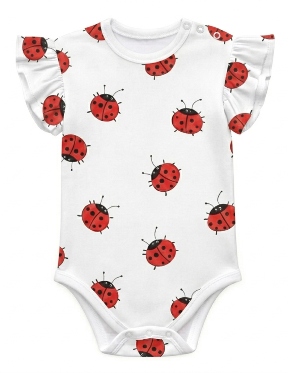Ärmelloser Baby-Body mit Marienkäfermuster für Mädchen, niedliches Babyoberteil