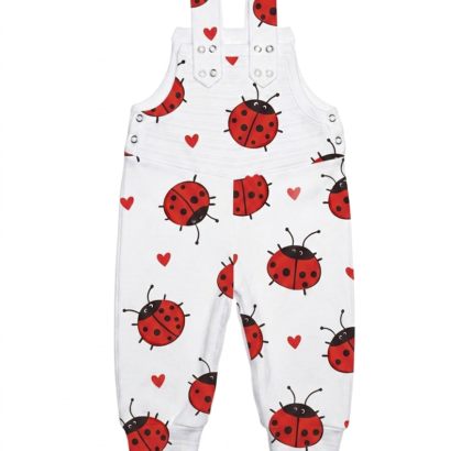Latzhose mit Marienkäfer-Motiv aus Baumwolle für Mädchenbaby