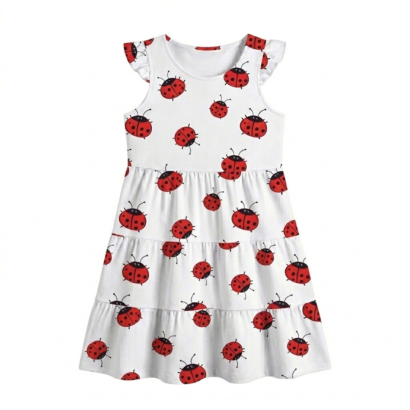 Baby Sommerkleid mit Marienkäfer-Muster und Rüschen aus Baumwolle