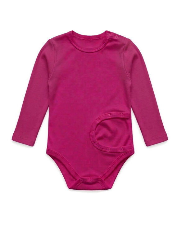 PEG-Kinderbody Mädchen langarm pink für Kinder mit PEG-Sonde