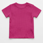 Einfarbiges pinkes Baumwollshirt für Baby Mädchen mit kurzen Ärmeln