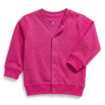 Pinke Baumwolljacke für Baby Mädchen mit Druckknöpfen und Rundhals