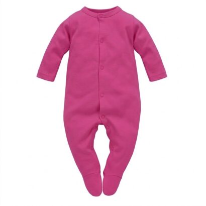 Pink Baby Strampler mit langen Ärmeln und Füßen für Mädchen