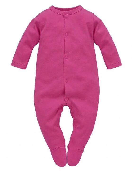 Pink Baby Strampler mit langen Ärmeln und Füßen für Mädchen