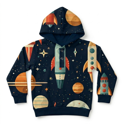 Baby Kapuzenpullover mit Planetenmuster aus Baumwolle für Jungen