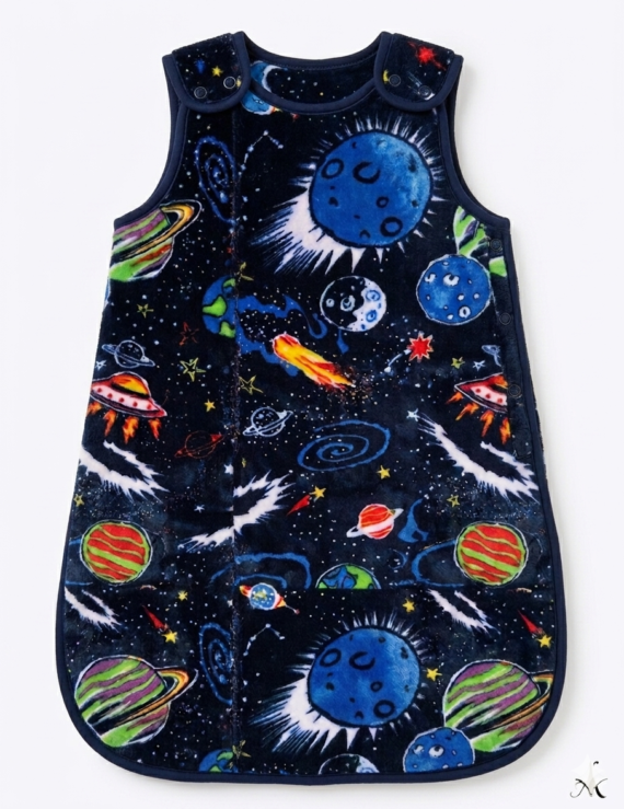 Dunkelblauer Planeten Baby Schlafsack aus Wellsoft für Jungen