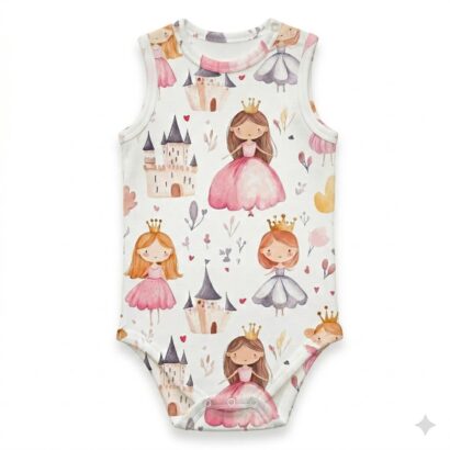 Ärmelloser Baby-Body für Mädchen mit Prinzessinnenmotiv, niedliches Babyoberteil