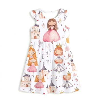 Baby Sommerkleid mit Prinzessinnen-Motiv und Rüschen aus Baumwolle