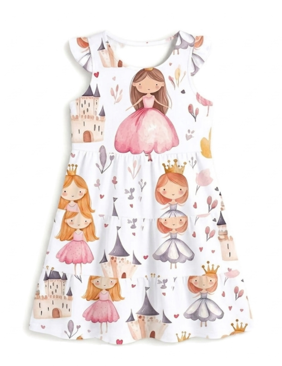 Baby Sommerkleid mit Prinzessinnen-Motiv und Rüschen aus Baumwolle